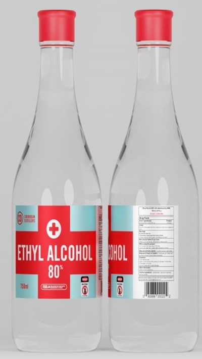 750 mL Ethyl Alcohol 80% (125x60mm Label 750 Ethyl Alcohol2)
